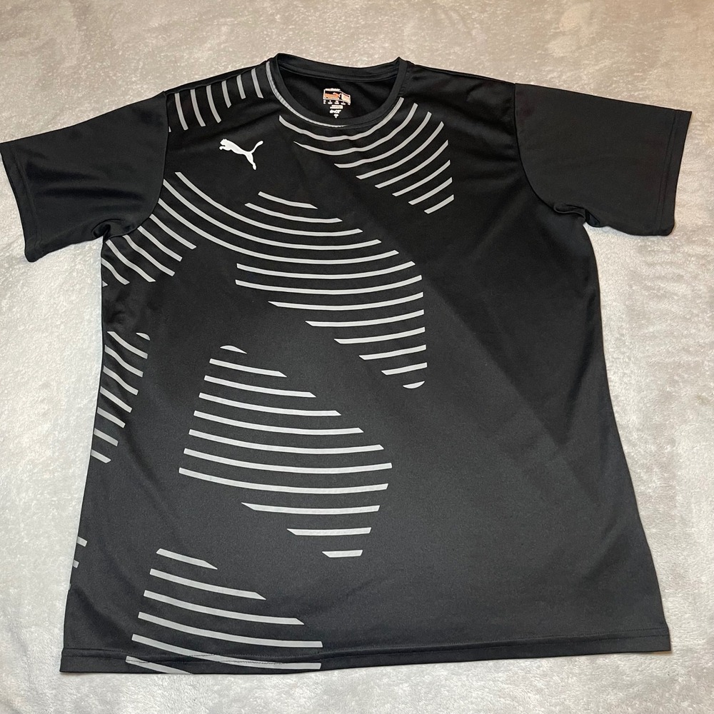 Puma Shirt Mens XL Black DryCell CleverDRY Training Graphic Reflective Workout